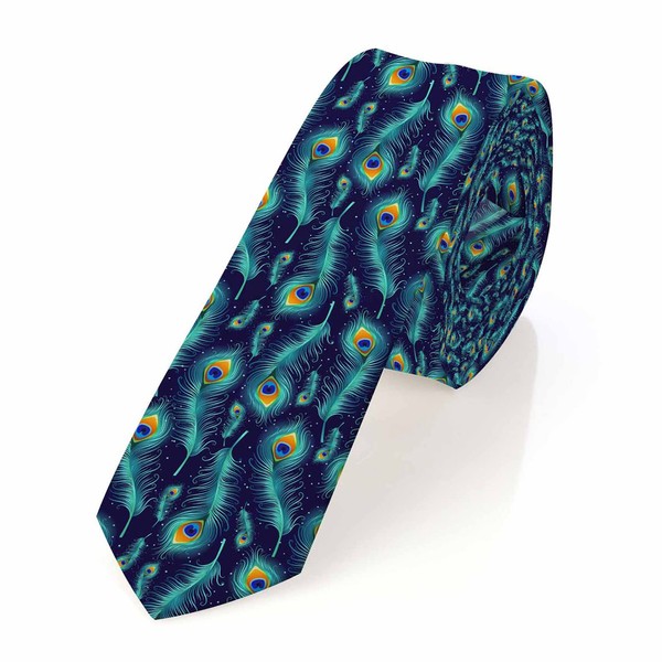 Yakuna Peacock Feather Men's Neckties Green Blue Animal Bird Delicate