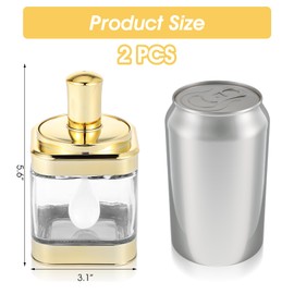 Tolare 2 Pack Glass Condiment Containers with Lids and Spoons, 12 Ounce Condiment Pots, Gold Seasoning Pot Set, Spice Jars and Sugar Dispense for Your Kitchen, Dining Room, Counter