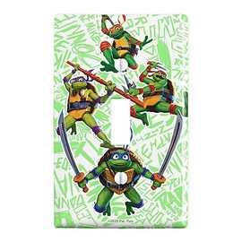 TMNT Mutant Mayhem Group Shot Plastic Wall Decor Toggle Light Switch Plate Cover