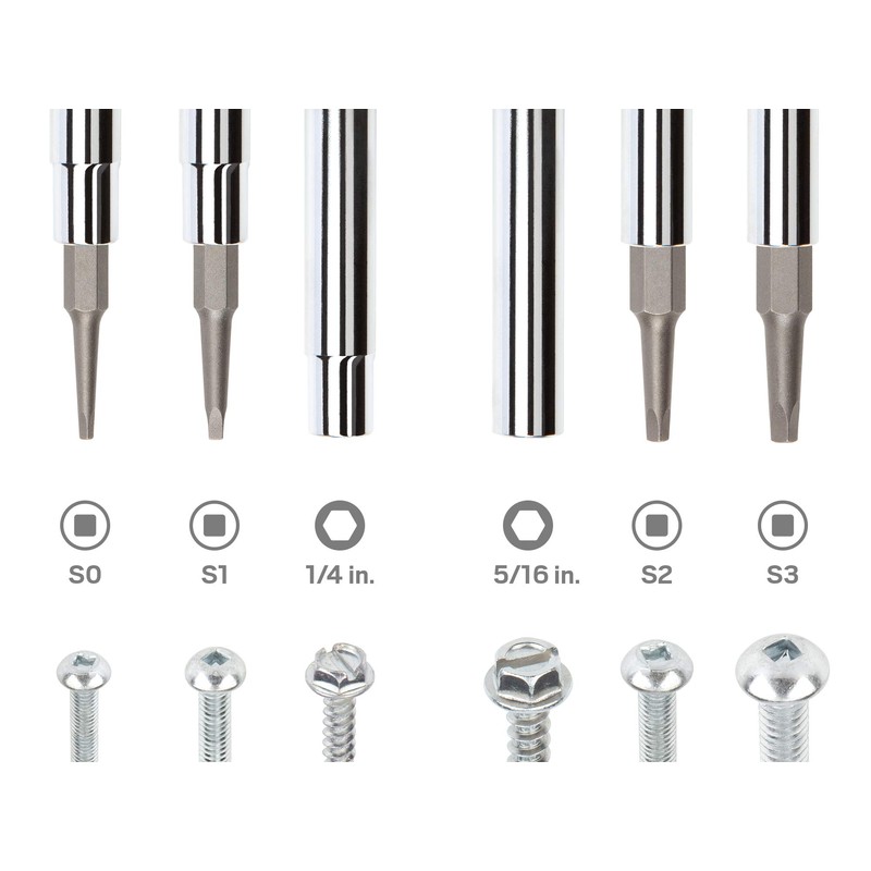 TEKTON 6-in-1 Square Multi-Bit Driver (S0 x S1, S2 x