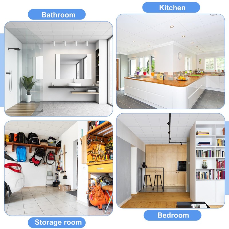 Tondiamo 24 Pcs White Drop Ceiling Tile Smooth PVC Ceiling