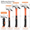 8/16/24oz Straight Rip Fiberglass General Purpose Claw Hammer, with Smooth