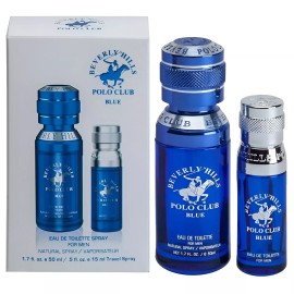 Beverly Hills Polo Club Blue  2.5oz + Travel Spray For Men 0.5oz EDT NEW SEALED