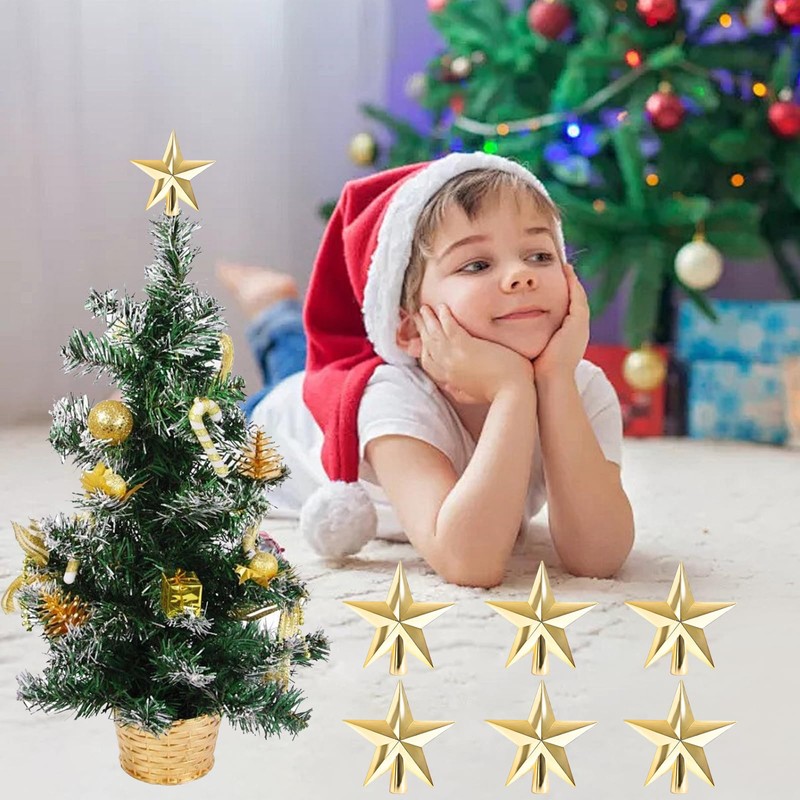 CCINEE Mini Christmas Tree Topper Star,6pcs Christmas Tree Topper Star