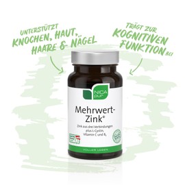 NICApur Added Value Zinc - 3 Zinc Compounds, Vitamin C and B6-60 Capsules