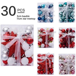 ZOYUBS Christmas Ornaments Balls Christmas Balls 3cm Tree Top Stars Ornate Christmas Tree Ornaments Decoration Ball Set Christmas Tree Ornaments 3cm Ball Christmas Tree Decoration Ball Hanging Large Tree Ornaments Nordic Decorations Ornaments 30pcs Elega