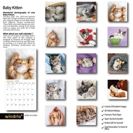 2025 Wall Calendar,Calendar 2025, November 2024 - December 2025, Wall Calendar Baby Kitten, 12" x 24" Opened,Full Page Months Thick & Sturdy Paper for Calendar Organizing & Planning