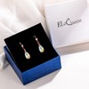 EleQueen Austrian Crystal Green Teardrop Leverback Dangle Earrings for Women,