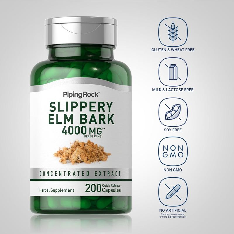 Slippery Elm Bark, 4000 mg (per serving), 200 Quick Release