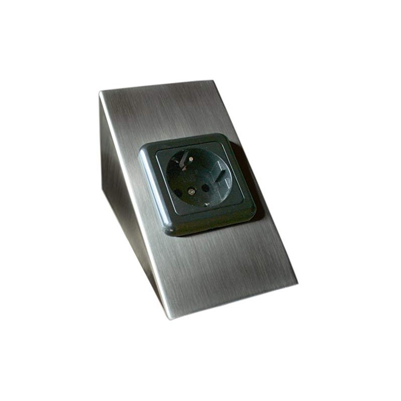 Under-unit socket 230 V, VDE certification, child safety, brushed stainless