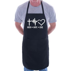 Print4U Faith Hope Love Apron Church Christian Gift Cooking Baking BBQ Black