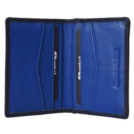 Glamicci Bifold Small Wallet for Men & Women | RFID Blocking Leather Slim Wallet for Men & Card Holder | Genuine Leather Wallet, Navy & Electric Blue, Modern