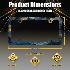 Galaxy License Plate Frame Watercolor Starry Sky License Plate Holder Colorful Stainless Steel Car Accessory Funny License Plate Men Women Decoration Size 12.2" x 6.2" with Screws