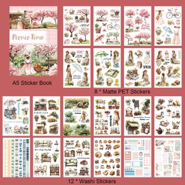 Journal Sticker Book, Aesthetic Scrapbook Stickers for Women, Junk Journal Stickers, Pre-Cut Journaling Stickers Scrapbooking Supplies for Adults Teens Girls Decorative Ephemera Bullet Planner Arts