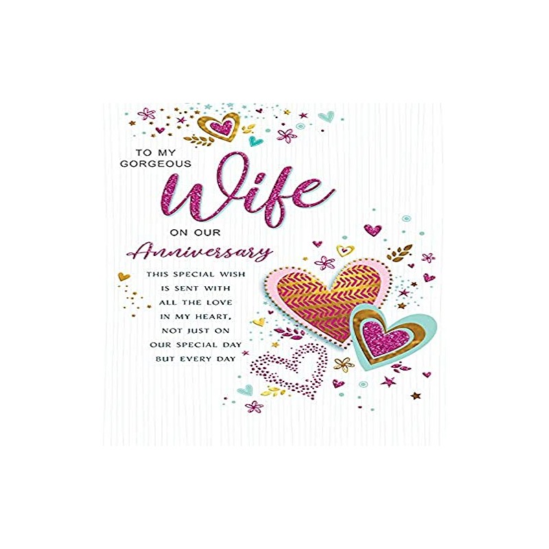 Modern Annivesary Card for Wife - 9 x 6 inches