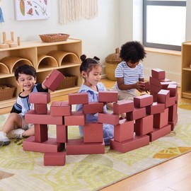 Kaplan Early Learning Jumbo Brick Blocks - 44-Piece Durable Cardboard Building Set, Block Play, Construction - Oversized, Lightweight Blocks for Early STEM and Creative Play for Toddlers, Ages 2+