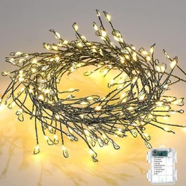 FairyGlimBattery Operated Christmas Lights, Waterproof Dark Green Copper Wire Fairy Light String Light for Garland, Wreath, Patio, Garden, Wedding, Party, Xmas (Warm White, 100LED 1Pack)