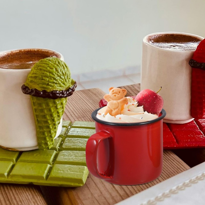 DOITOOL Set of 2 Enamel Water Cups Enamel Camping Coffee