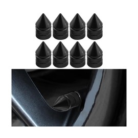 LKAHG Car Tire Valve Stem Caps, 8PCS Aluminum Alloy Spike Vehicle Tire Wheel Stem Cover Set, Dustproof Waterproof Auto Tire Trim Accessories, Universal for Trucks, Bicycles, Motorcycles (Black)