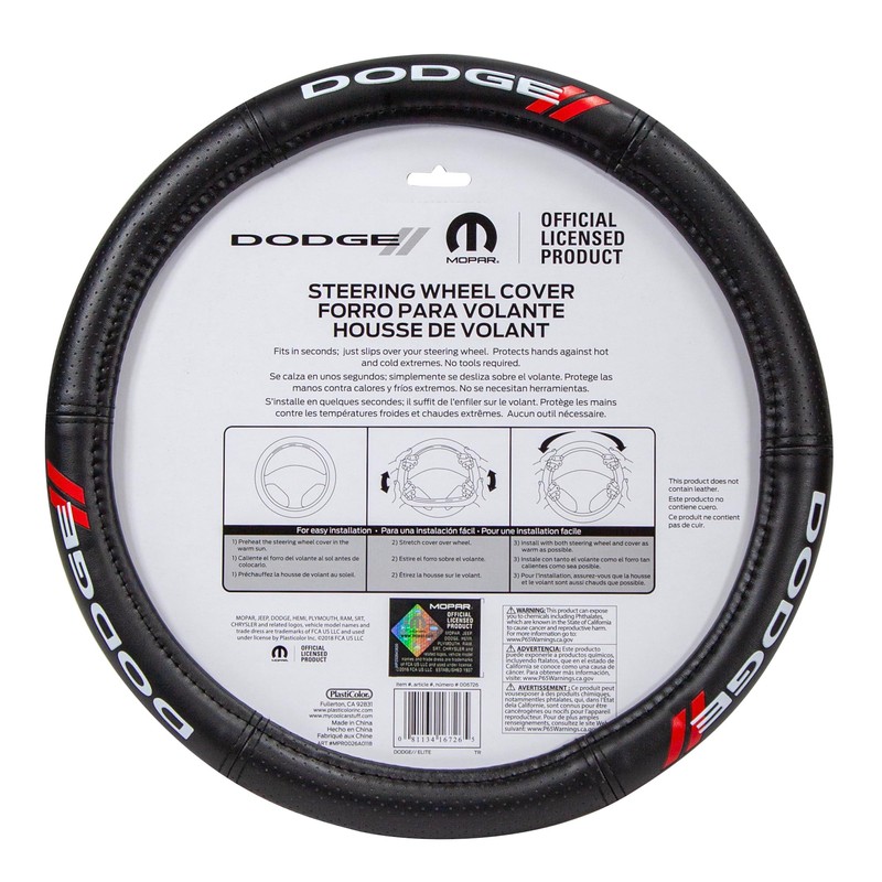 Plasticolor 006726R01 Dodge Elite Series Black Steering Wheel Cover