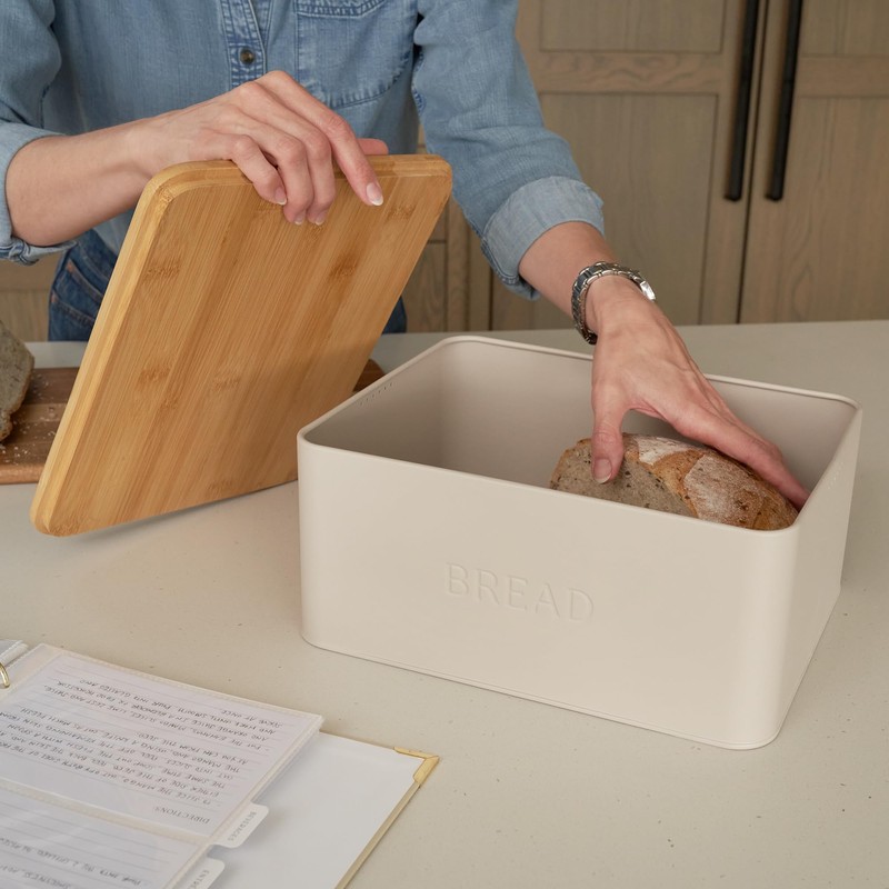 ZICOTO Beautiful Bread Box With Wooden Lid For Your Kitchen