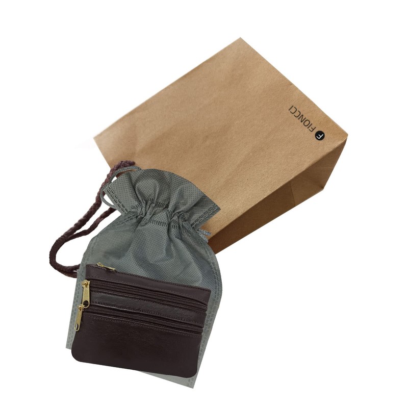 FIONCCI Women's Genuine Leather Wallet Small with Zippers - Card