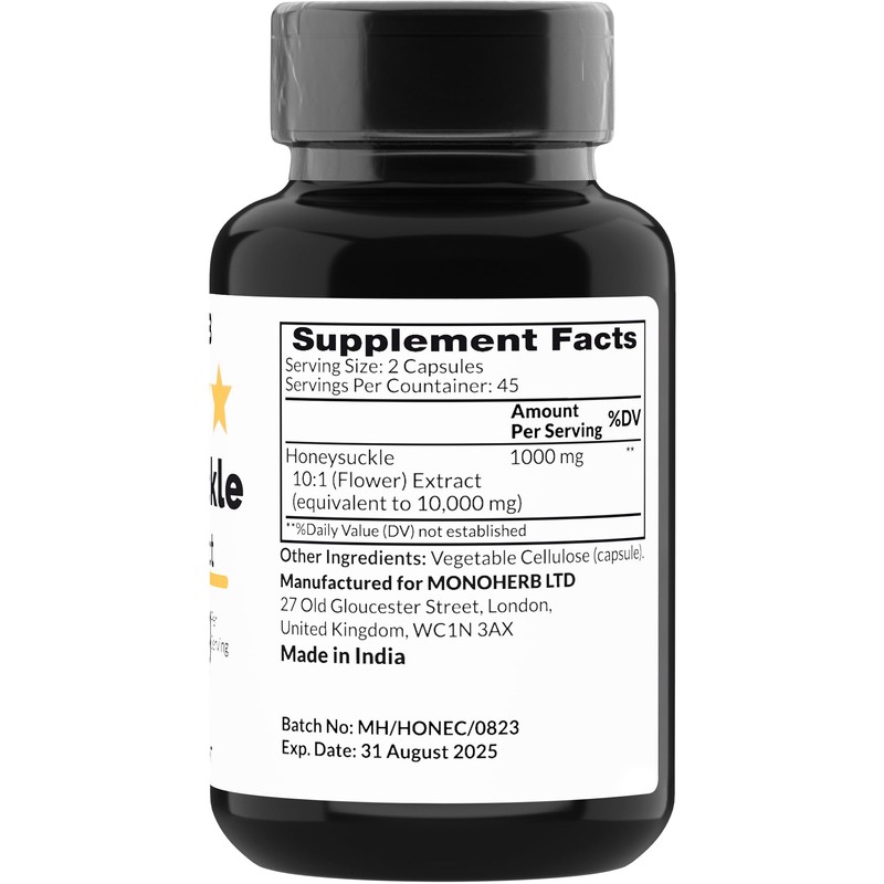 MONOHERB Honeysuckle Extract 1000 mg - 90 Vegetarian Capsules