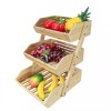 FixtureDisplays 3 Tier Fruit Basket Stand, Bamboo Clear Varnish, Countertop