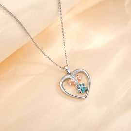 ONEFINITY Dog Necklace 925 Sterling Silver Dog Paw with Bone Pendant Necklace Cute Dog Jewellery for Women, Sterling Silver