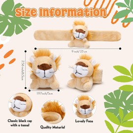 Vinsot 36 Pcs Lion Stuffed Animal Slap Bracelets Plush Mini Plush Slap Bracelet Wrist Snap Band Toys Bulk Kids for Themed Party Favors, Holiday Gifts, Classroom Rewards