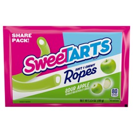 SweeTARTS Ropes, Candy, Sour Apple, Soft and Chewy, 3.5 oz (Pack of 12)