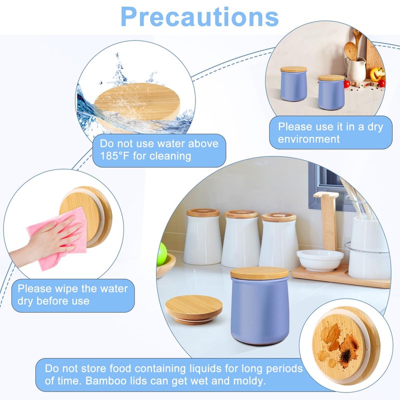 Yogurt Jar Lids for La Fermiere - 6pack Bamboo Jar