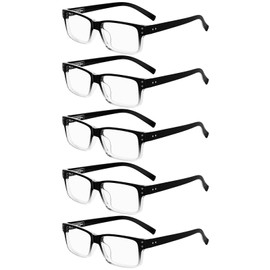 Eyekepper Vintage Reading Glasses for Men - 5 Pack Spring Hinges Classic Readers - Black-Clear Frame +4.00