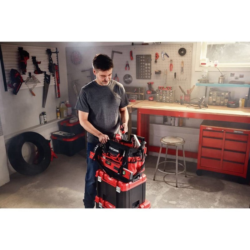 CRAFTSMAN VERSASTACK Zippered Tool Bag, 31 Pocket Organizer, Heavy Duty