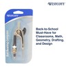 Westcott Nickel-Plated Ball Bearing Compass with Pencil, Back-to-School, School Supplies,
