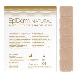 Epi-Derm Epi-Tab Squares Silicone Scar Sheets – Professional-Grade, Washable & Reusable Silicone Patches for Small Hypertrophic & Keloid Scars from Trauma, Liposuction & More -Natural, 6-Pack