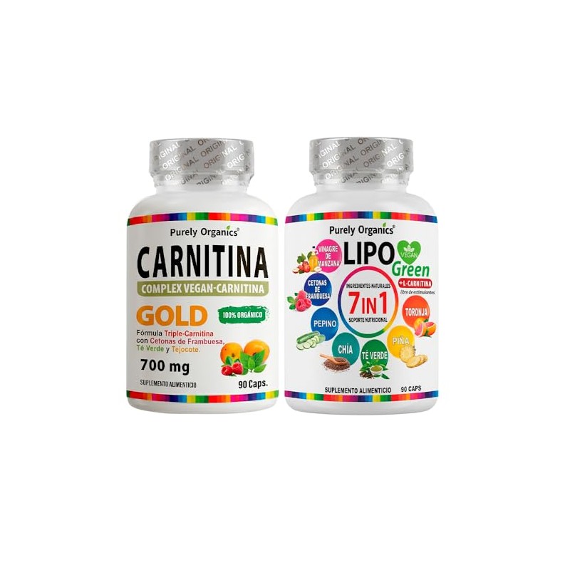 Purely Organics Combo Lipo Green Carnitina Gold Vinagre Manzana Verde