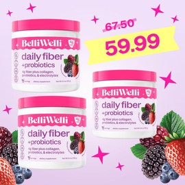 Special 3 Tub Bundle- BelliWelli Daily Fiber + Probiotics + Collagen Healthcare Fitness:_Wild berry