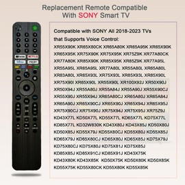 NPTWARCOT RMF-TX520U Replacement Remote Compatible with Sony XBR/KD/XR Series X80J X85J X90J A80J X80CJ KD-43X KD-50X XR-50X XR-55ARB
