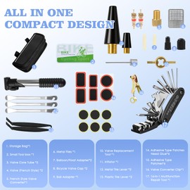 Ninonly 34-Piece Bicycle Repair Kit with 16-in-1 Bicycle Multitool Bicycle Repair Kit for On the Go Bicycle Pump and Everything You Need, for Mountain Bike, Road Bike, Travel