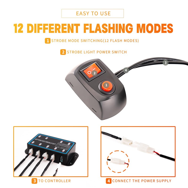 BooYu 8-pcs Sync Feature LED Emergency Strobe Lights Ultra Slim
