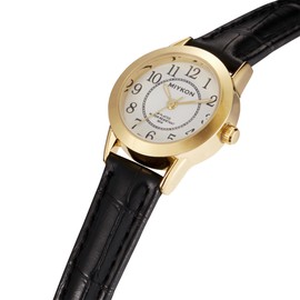 Miykon Ladies Watches for Women | Dainty Small Analog Watch Women with Vegan Leather Band | Ion Polished, Luminous Hands and Second Hand, Scratch Resist Glass, Japanese Quartz, 100ft Water Resistant