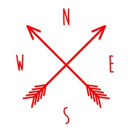 Overly Attached Decals North South East West Arrows Vinyl Decal for Car Truck Glass Window Laptop Electronics - 6" Red