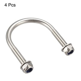 sourcing map Pack of 4 U-bolt U-bolts U-bolts 1.5 inches (38 mm) inner width 58 mm length M6 304 stainless steel with nuts washers