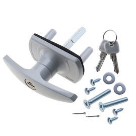 Silver Door Guard Locking Garage Door Lock 50mm Shaft 35mm Fixing Spigots