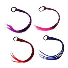 Minkissy 4pcs Colorful Wig Braids Hairbands for Women Girls Featuring Navy Blue Red Purple Pink Lightweight Hair Accessories for Parties Daily Wear