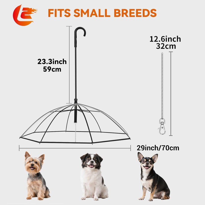 LESYPET Small Dog Umbrella, 29" Width Clear Dogs Umbrella Waterproof