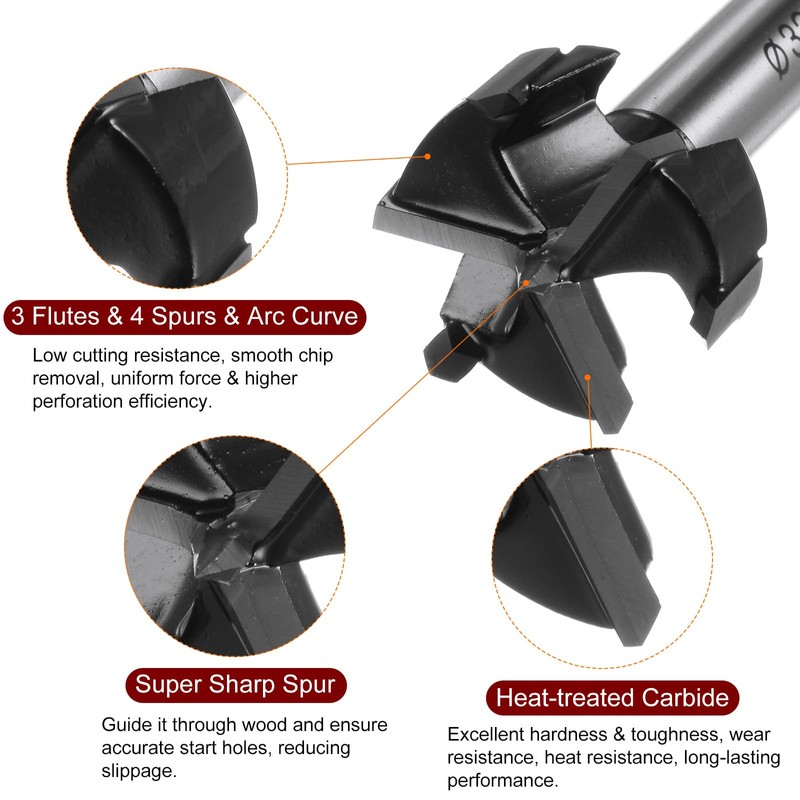 QUARKZMAN Forstner Drill Bit 32 mm (1-1/4 Inch) Tungsten Carbide