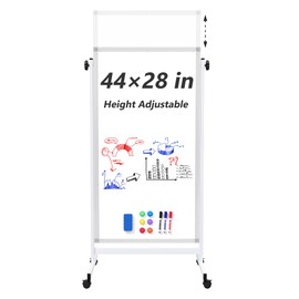 Neatsure Rolling Whiteboard on Wheels, 44" x 28" Height Adjustable Mobile Magnetic White Board with Stand, Large Double-Sided Standing Dry Erase Board Easel for Home Office Classroom School