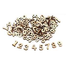 100PCs Natural Wooden Numbers, Number 0 to 9 for DIY Craft, Wedding Display Decor, Home Decor